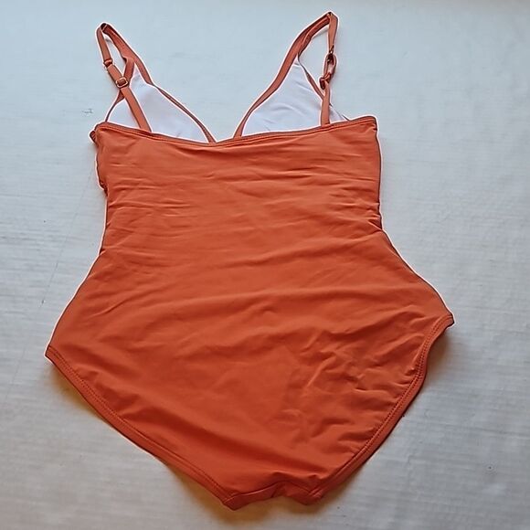 Tommy Bahama orange runched one piece swimsuit size 4 - Picture 4 of 8